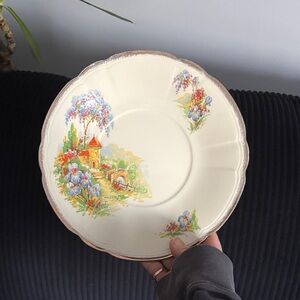 Charming Cream Floral Dinner Plate
